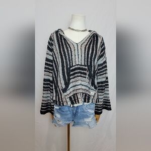 Billanong Black Pink Baja Beach Sweater, Size Large